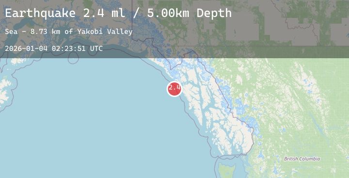 Map of 52 km WSW of Elfin Cove, Alaska