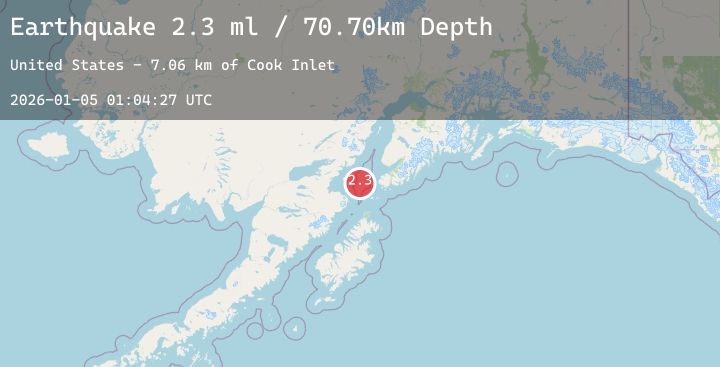 Map of 51 km WSW of Nanwalek, Alaska