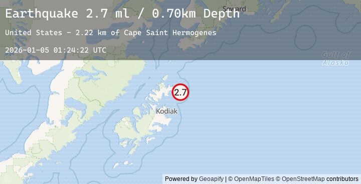 Map of 53 km NE of Ouzinkie, Alaska