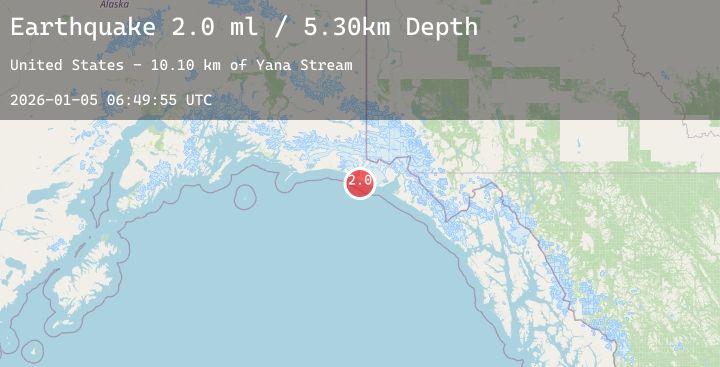 Map of 91 km WNW of Yakutat, Alaska