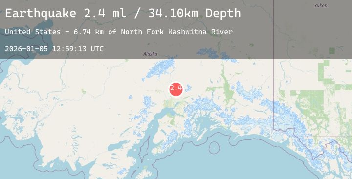 Map of 14 km SSE of Susitna North, Alaska