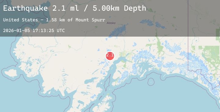 Map of 64 km WNW of Beluga, Alaska