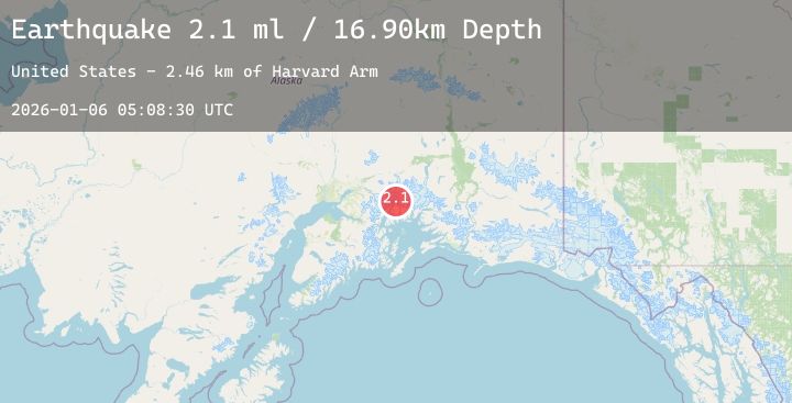 Map of 62 km S of Glacier View, Alaska
