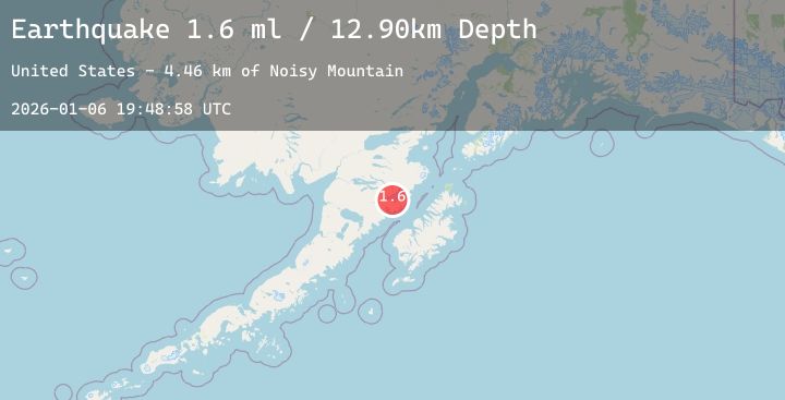 Map of 81 km NNW of Karluk, Alaska