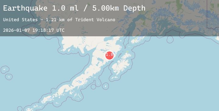 Map of 84 km NNW of Karluk, Alaska