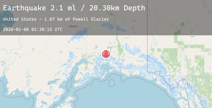 Map of 34 km SE of Glacier View, Alaska