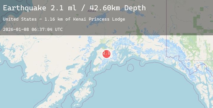 Map of 4 km W of Cooper Landing, Alaska