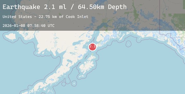 Map of 37 km WSW of Nanwalek, Alaska