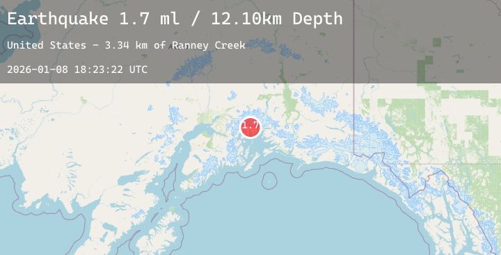 Map of 54 km WNW of Tatitlek, Alaska