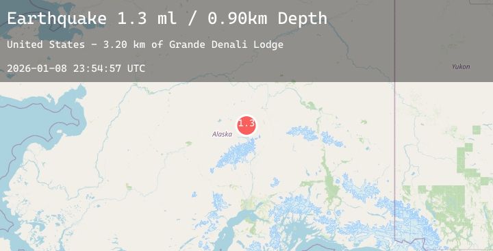 Map of 65 km ENE of Denali National Park, Alaska