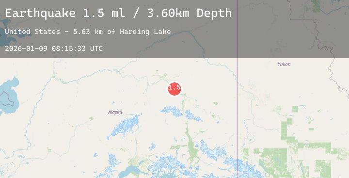 Map of 8 km NW of Harding-Birch Lakes, Alaska