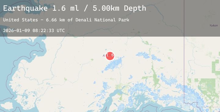 Map of 6 km SSE of Denali National Park, Alaska