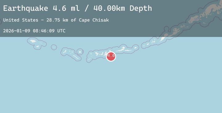 Map of 58 km SE of Adak, Alaska