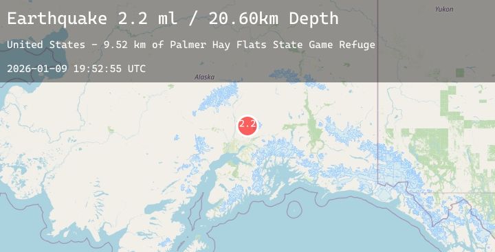 Map of 28 km ESE of Susitna North, Alaska