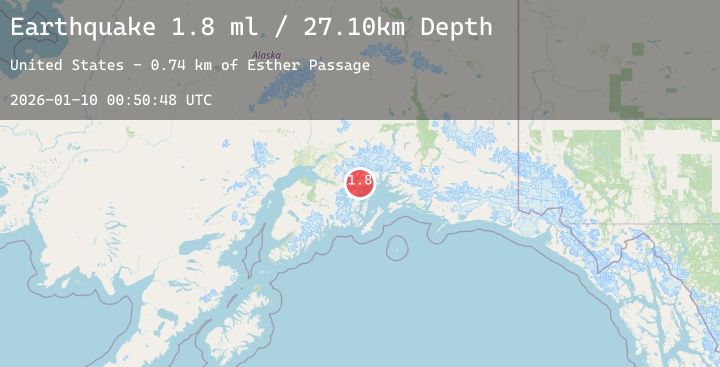 Map of 41 km ENE of Whittier, Alaska