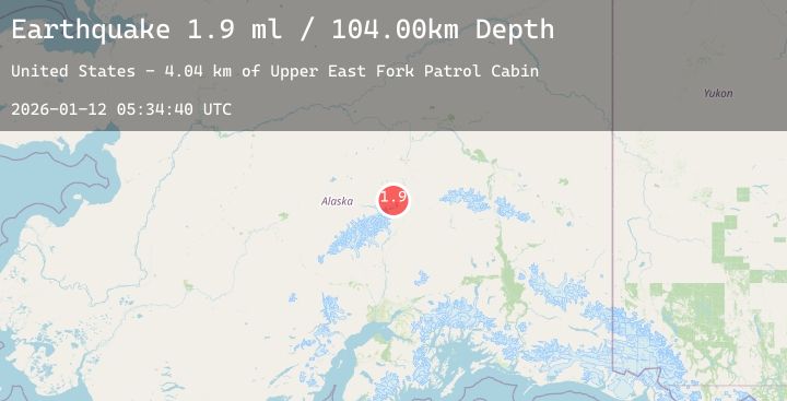 Map of 45 km WNW of Cantwell, Alaska
