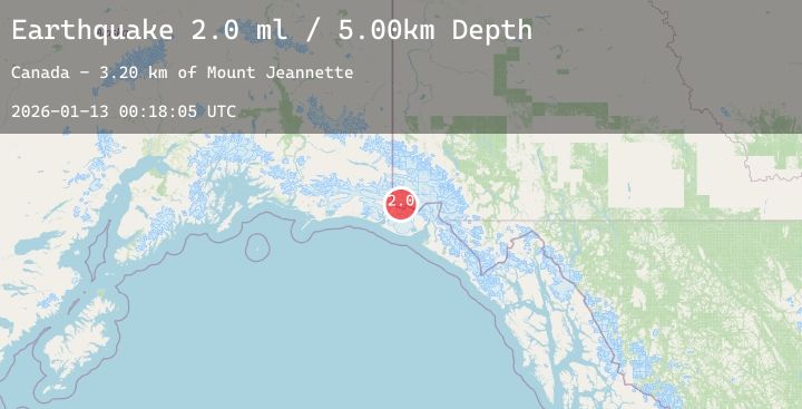 Map of 100 km NNW of Yakutat, Alaska
