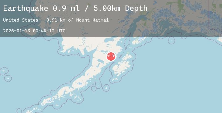 Map of 85 km NNW of Karluk, Alaska