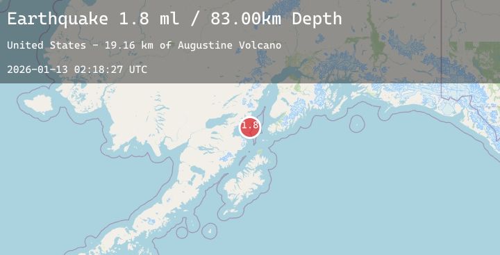 Map of 64 km W of Nanwalek, Alaska
