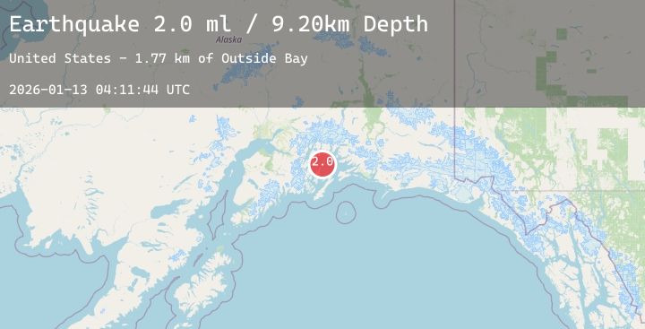 Map of 50 km WSW of Tatitlek, Alaska