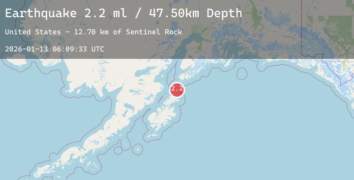 Map of 73 km S of Nanwalek, Alaska