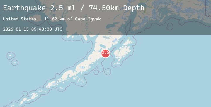 Map of 87 km ESE of Ugashik, Alaska