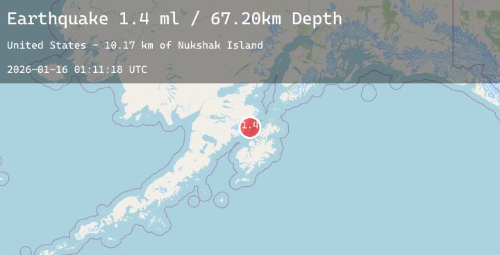 Map of 62 km WNW of Aleneva, Alaska