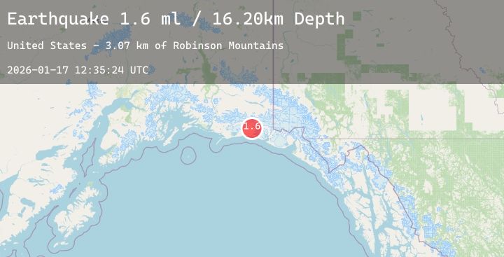 Map of 126 km SSE of McCarthy, Alaska
