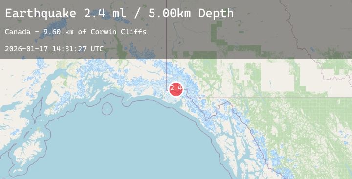 Map of 91 km NNW of Yakutat, Alaska