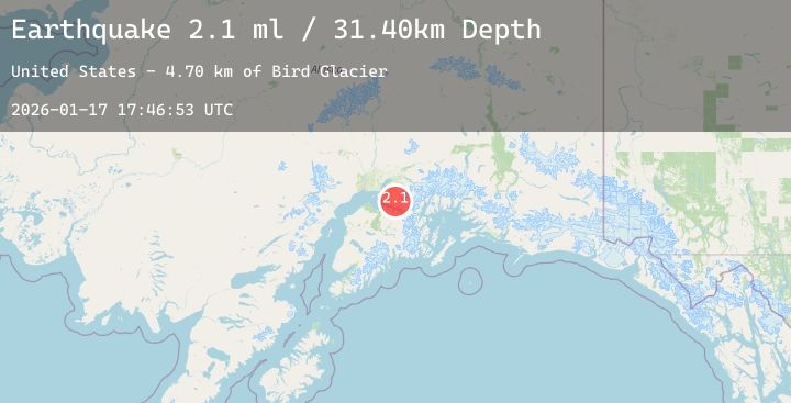 Map of 18 km NW of Girdwood, Alaska