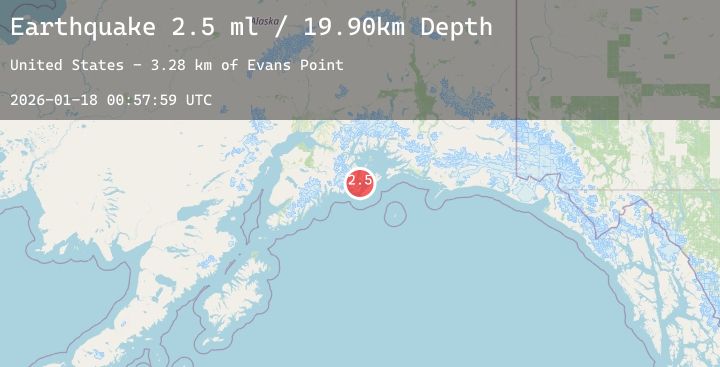 Map of 12 km NE of Chenega, Alaska