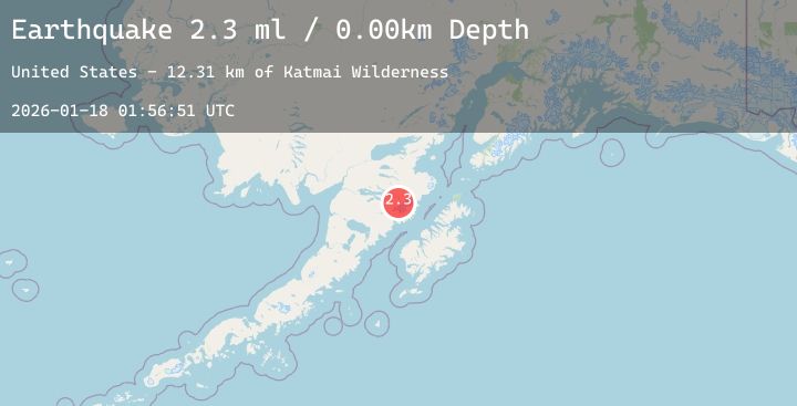 Map of 98 km NNW of Karluk, Alaska