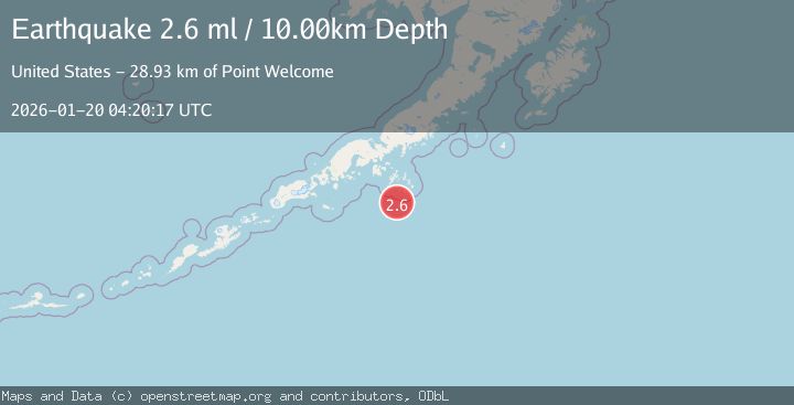 Map of 98 km SSE of Sand Point, Alaska