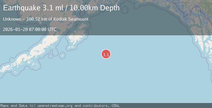 Map of 266 km SE of Chiniak, Alaska