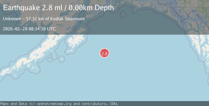 Map of 237 km SE of Chiniak, Alaska