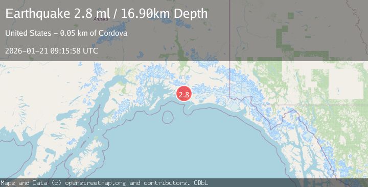 Map of 47 km E of Cordova, Alaska