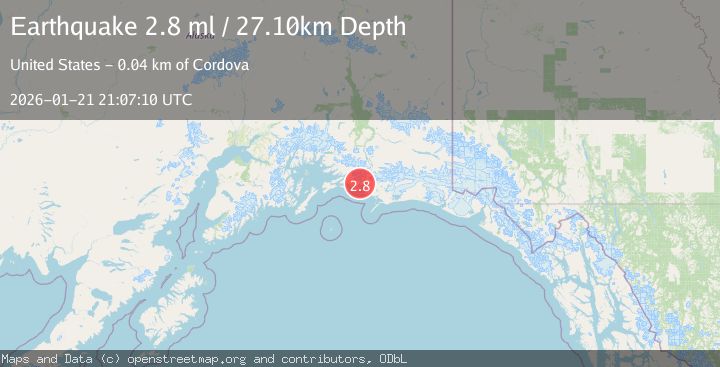 Map of 40 km ESE of Cordova, Alaska