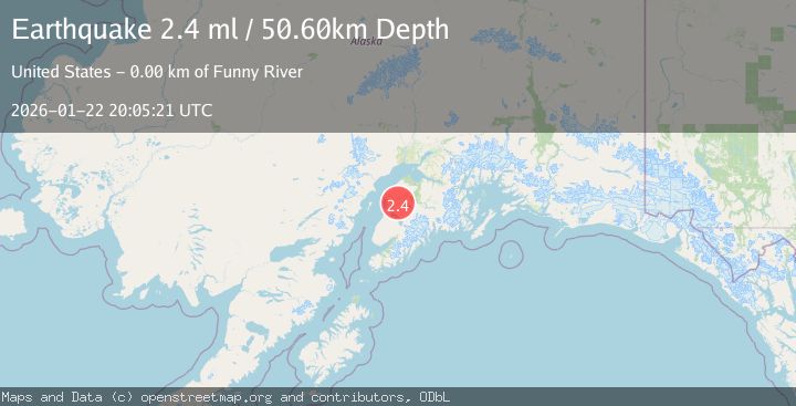 Map of 2 km WSW of Funny River, Alaska