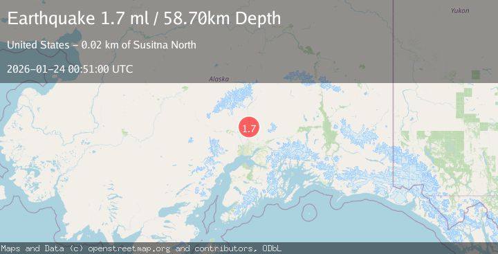 Map of 16 km WSW of Susitna North, Alaska