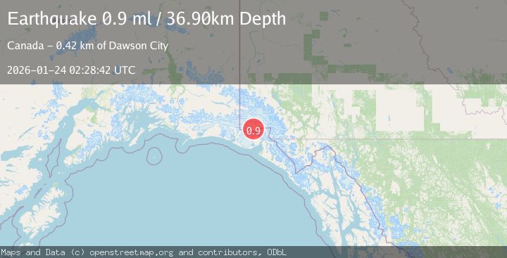Map of 88 km NNW of Yakutat, Alaska
