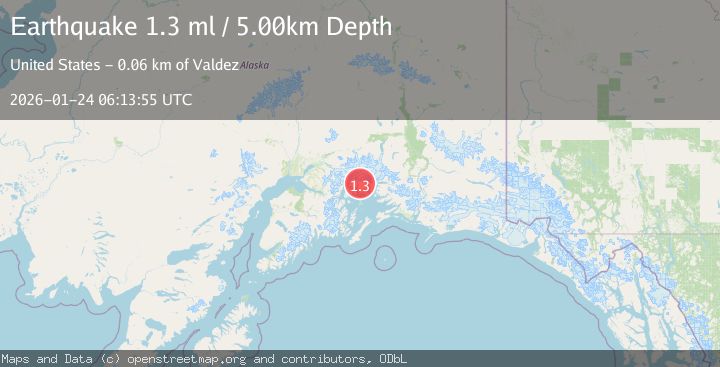 Map of 47 km WNW of Tatitlek, Alaska