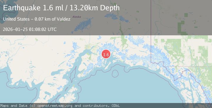 Map of 53 km W of Tatitlek, Alaska