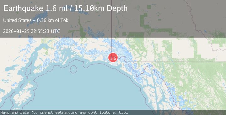 Map of 102 km NW of Yakutat, Alaska