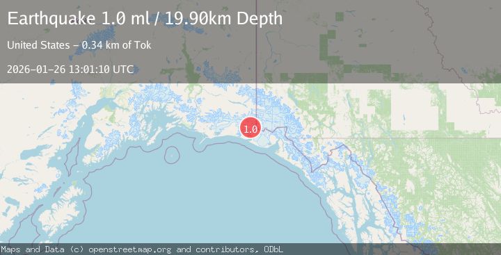 Map of 127 km NW of Yakutat, Alaska