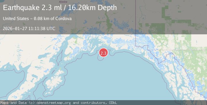 Map of 81 km S of Cordova, Alaska