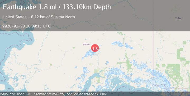Map of 64 km SE of Denali National Park, Alaska