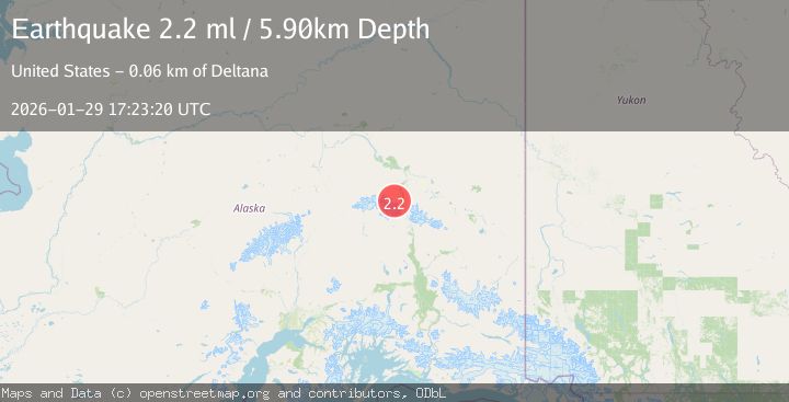 Map of 50 km SW of Fort Greely, Alaska
