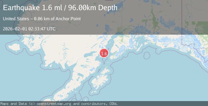 Map of 57 km WSW of Anchor Point, Alaska