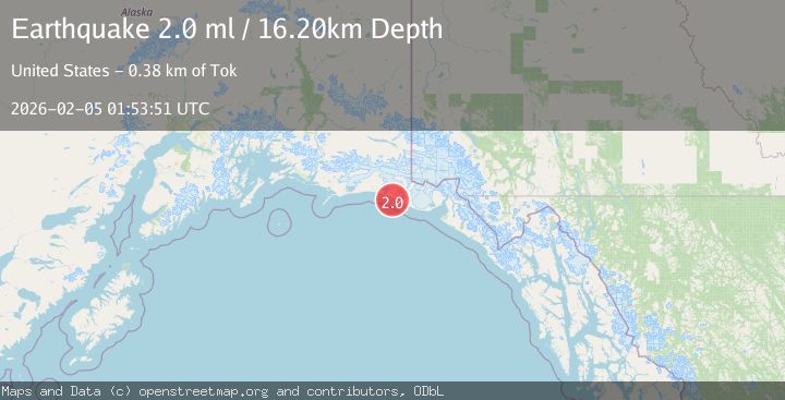 Map of 121 km WNW of Yakutat, Alaska