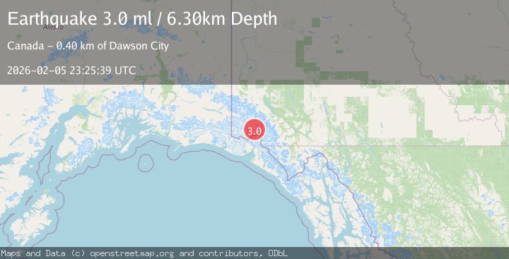 Map of 112 km NNW of Yakutat, Alaska